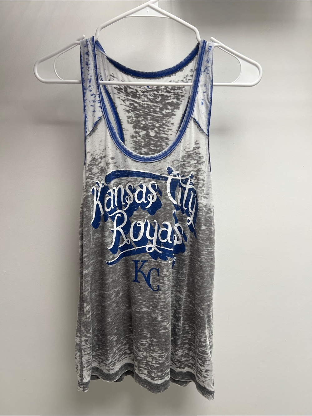 5th & Ocean Gray and Blue Kansas City Royals Burnout Tank